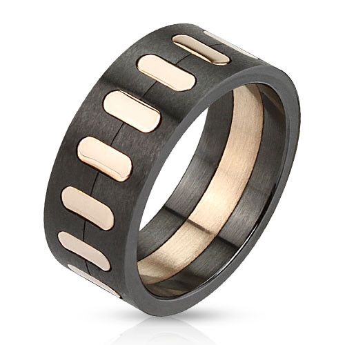 Men's TATIC R-M2816 Steel Ring with Gold Inlays