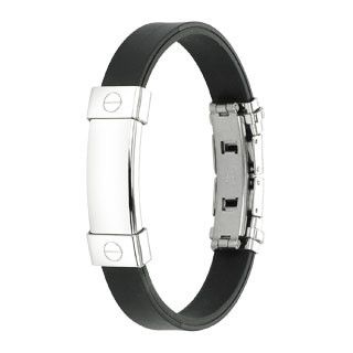 Men's TATIC SSBM-0184 Steel and Rubber Bracelet with Engraving Surface, Laconic