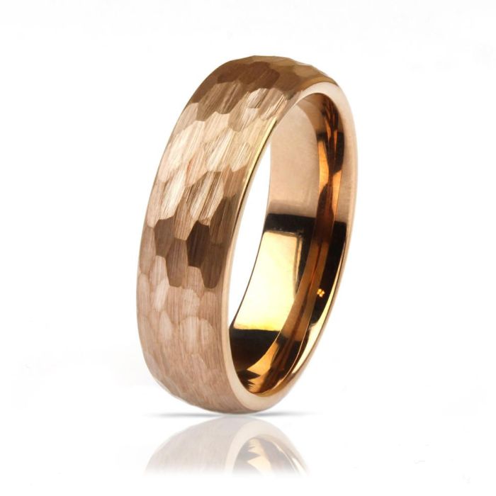 Tungsten carbide ring Lonti R-TG-0069 with uneven faceted surface