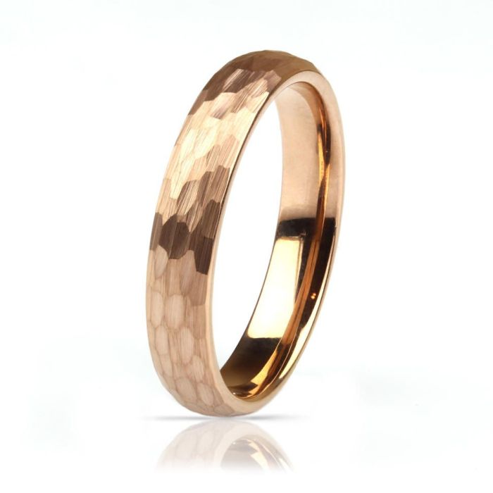 Tungsten carbide ring Lonti R-TG-0069 with uneven faceted surface