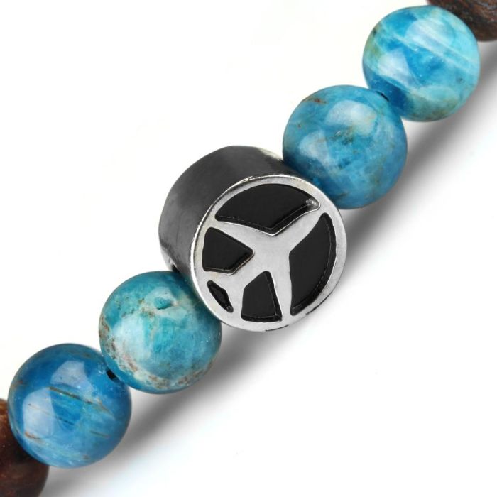 Bracelet on elastic band of apatite and bronze Everiot Select LNS-2125 with charm "Airplane"