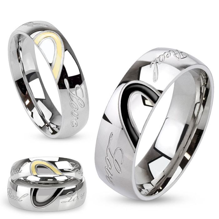 TATIC R-M3030 steel ring with romantic inscription "Real Love"