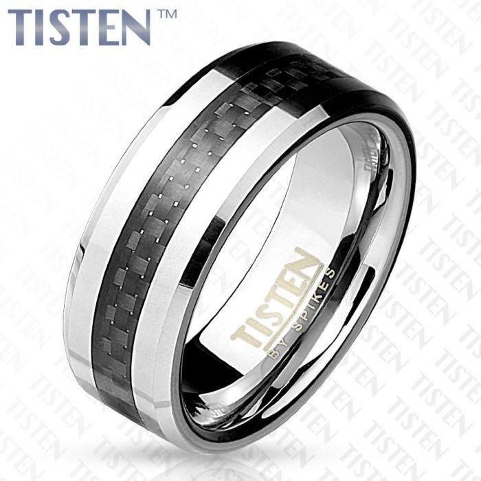Tisten R-TS-016 Tisten (Titanium-Tungsten) Men's Ring with Carbon Insert