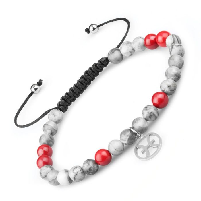 Shambhala bracelet with zodiac signs Everiot Select LNS-6009 made of jasper and coral