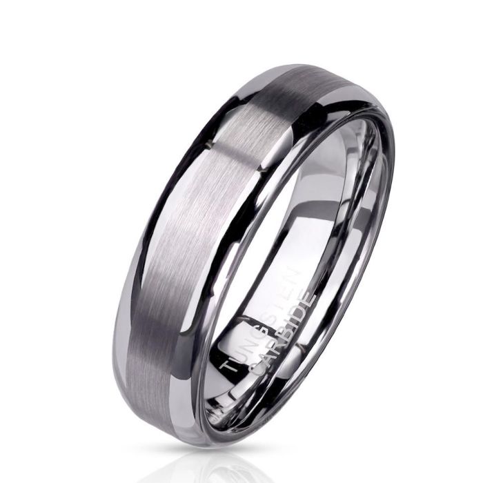 Lonti R-TU02 Tungsten Carbide Ring with Matte Stripes