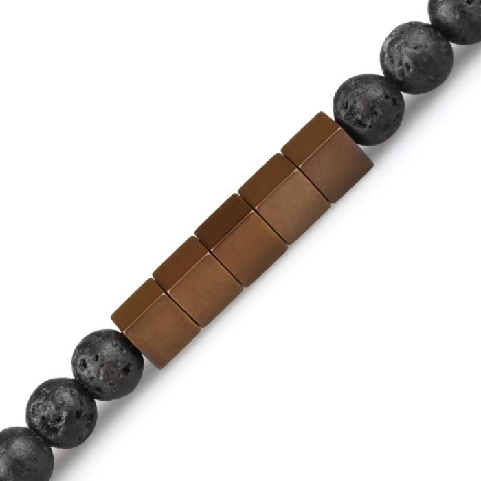 Bracelet in two turns on the elastic band of lava and hematite Everiot Select LNS-2144