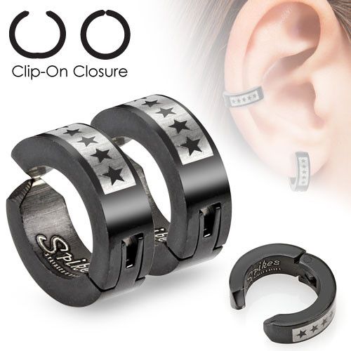 Steel clip earrings TATIC SFE-01013 with stars