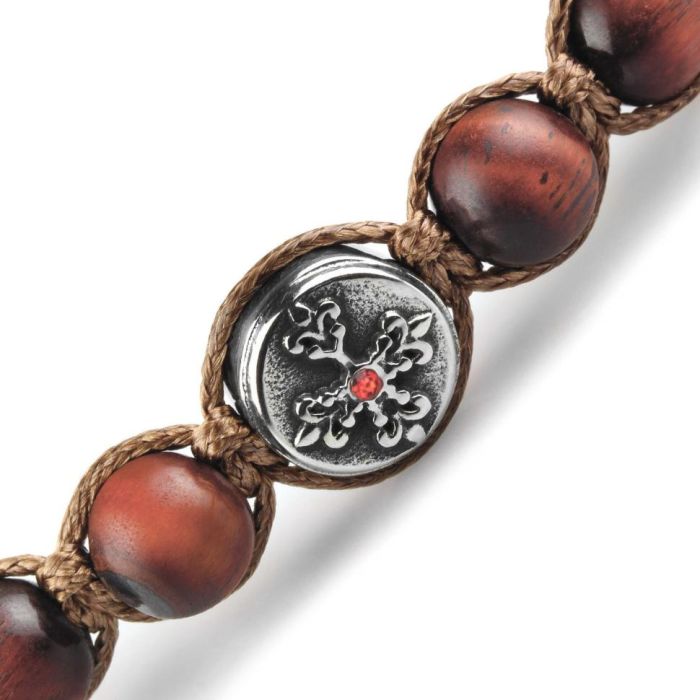 Shambhala bracelet Everiot Select LNS-2164 made of bull's eye stone with cross