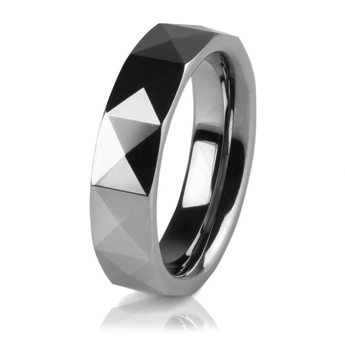 Lonti R-TG-0103 Tungsten Carbide Ring with Triangular Facets