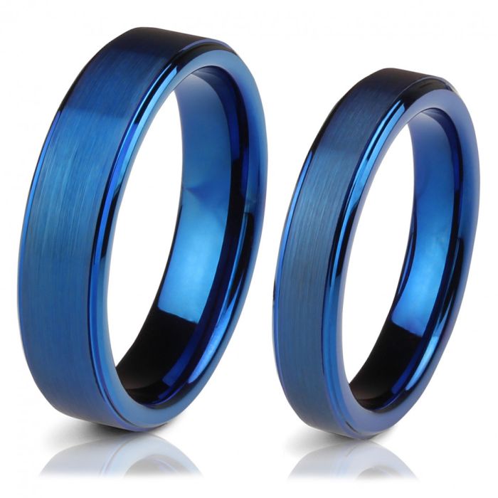 Lonti tungsten carbide ring --R-TG-0023 blue matte