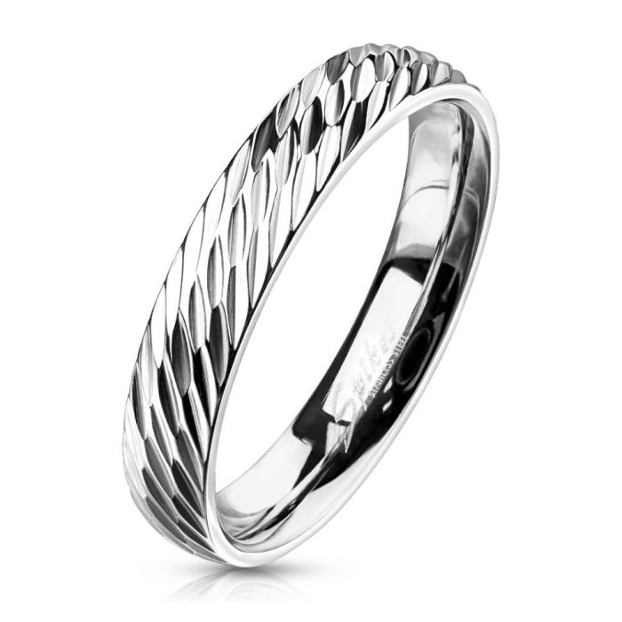 Spikes R-M7479S Steel Ring with Diagonal Pattern
