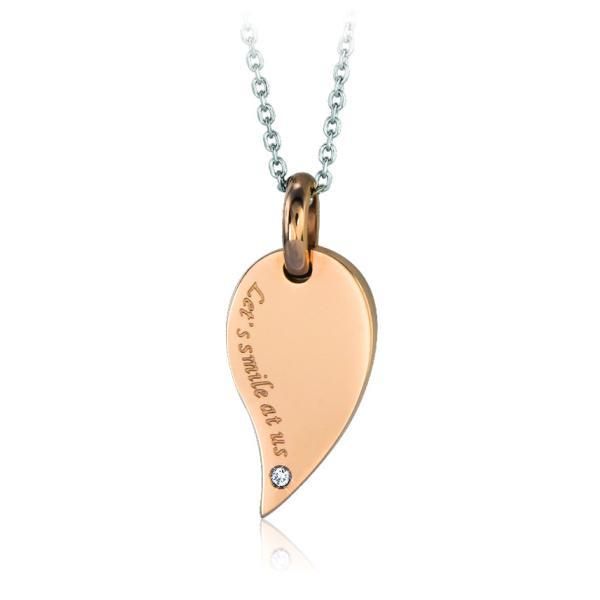 Everiot AAB-13xGPSD Pair Pendant with "For the rest of our life" inscription
