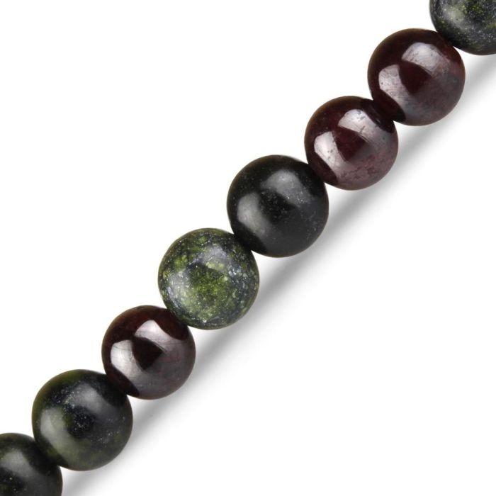 Elastic bracelet of serpentine and garnet in two turns Everiot Select LNS-2114