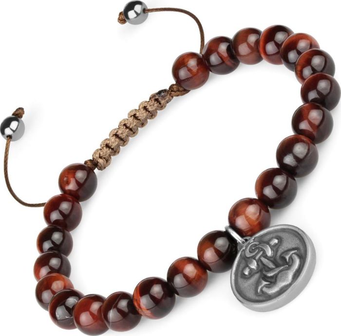 Men's Shambhala Bracelet made of bull's eye stone Everiot Select LNS-2184-ST with anchor