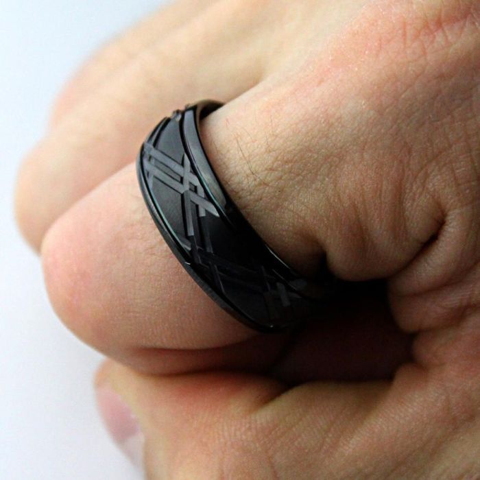 CARRAJI R-TU-0124 Black Tungsten Carbide Men's Ring