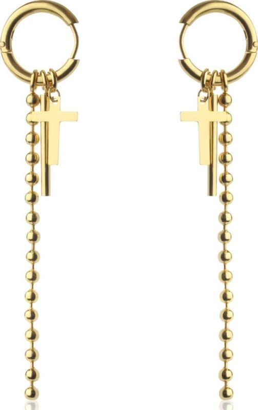Earrings-transformers (rings) Everiot SE-ZS-1921 with removable pendants cross and chain