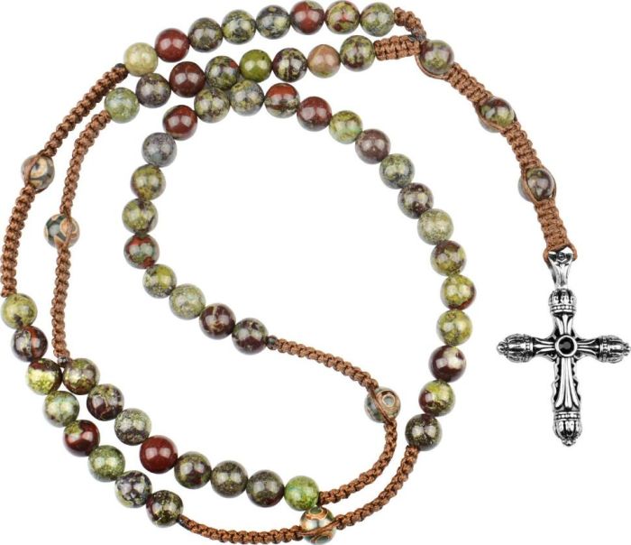 Everiot Select Men's Rosary --LNS-3111 made of jasper with cross and Dzi beads