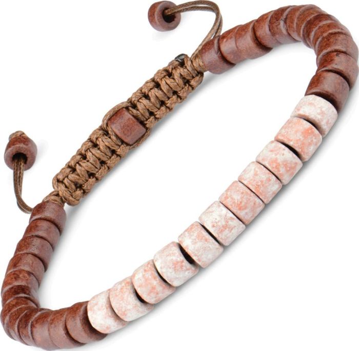 Burgundy Shambhala style bracelet Everiot Select LNS-2011 made of ceramic beads
