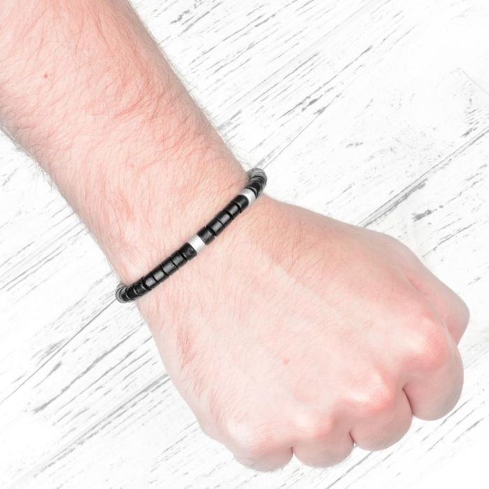 Black Shambhala style bracelet Everiot Select LNS-2012 made of ceramic beads
