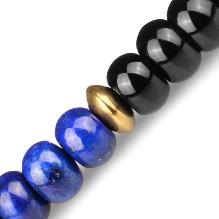 Handmade Shambhala style bracelet Everiot Select LNS-2018 made of natural lapis lazuli and agate