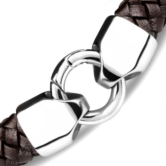 Men's Everiot BC-MJ-1652 Black and Brown Leather Bracelet