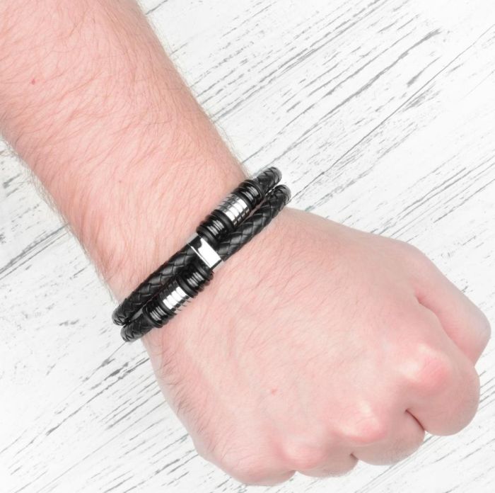 Men's Everiot BC-MJ-1703 Leather Bracelet with Magnetic Lock