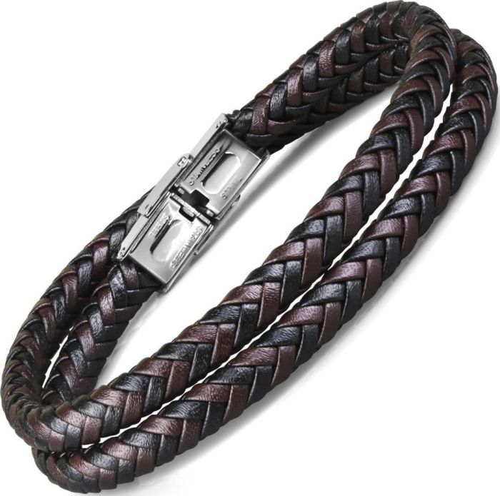 Men's Everiot BC-MJ-1910 Two Turn Leather Bracelet
