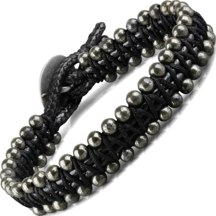 Everiot Select LNS-3117 braided bracelet made of natural pyrite stones