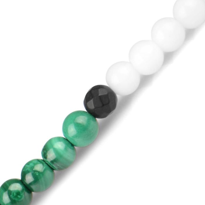 Bracelet in three turns on an elastic band Everiot Select LNS-2024 of onyx, agate and malachite