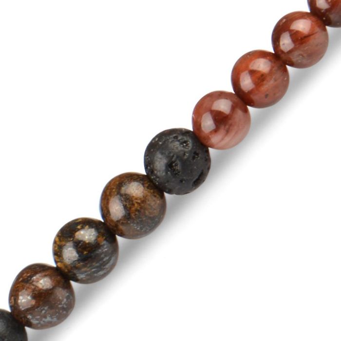 Everiot Select LNS-2031 handmade triple turn bracelet made of bronzite, lava and garnet