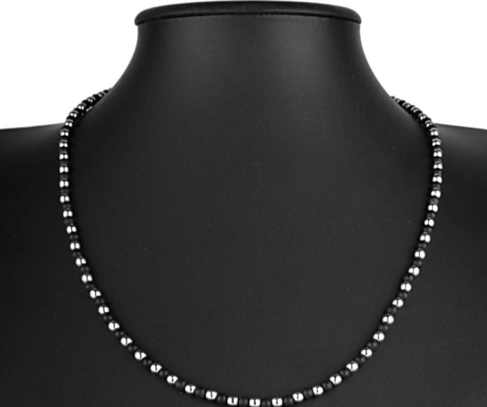 Short men's choker (beads) Everiot Select LNS-2036 of hematite and agate