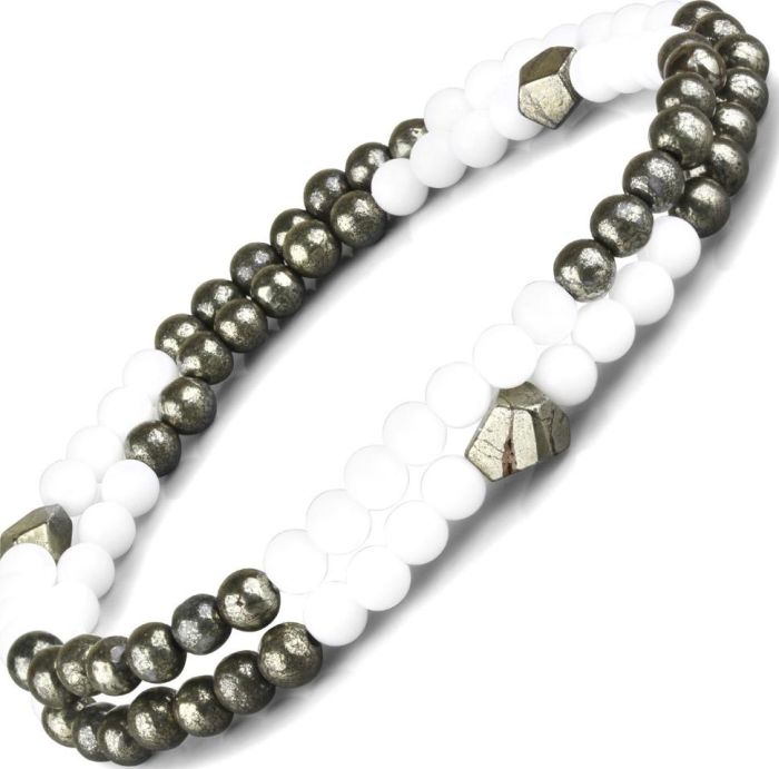 Bracelet in two turns on an elastic band Everiot Select LNS-2053 of agate and pyrite