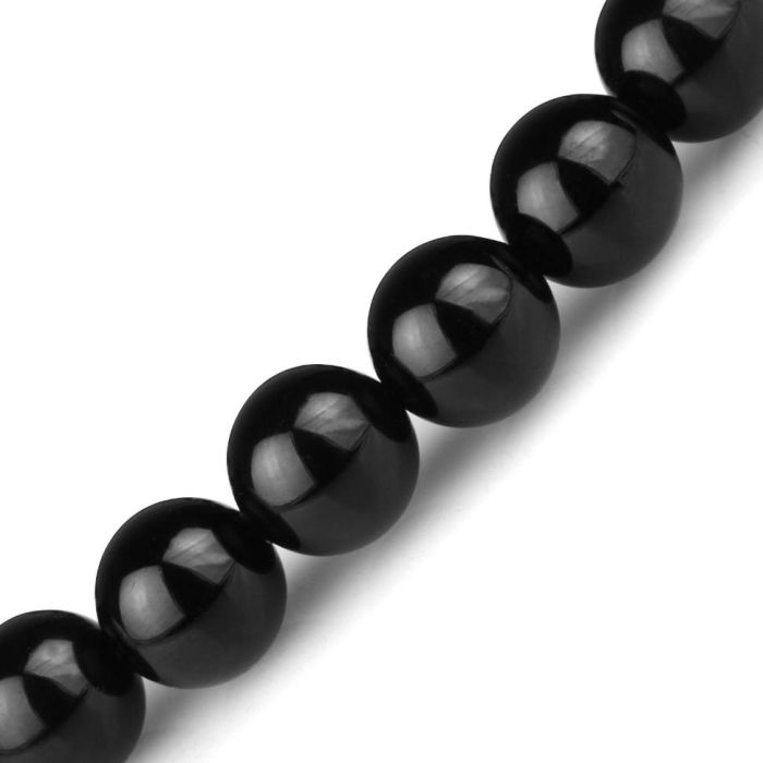 Black agate bracelet Everiot Select LNS-2187 on elastic band