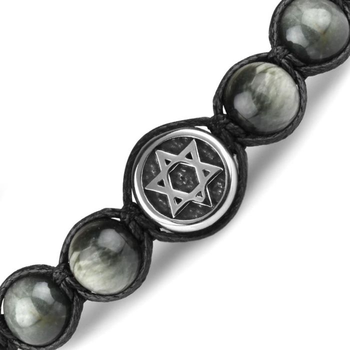 Everiot Select LNS-2191 Shambhala Bracelet made of Falcon Eye Stone with Star of David