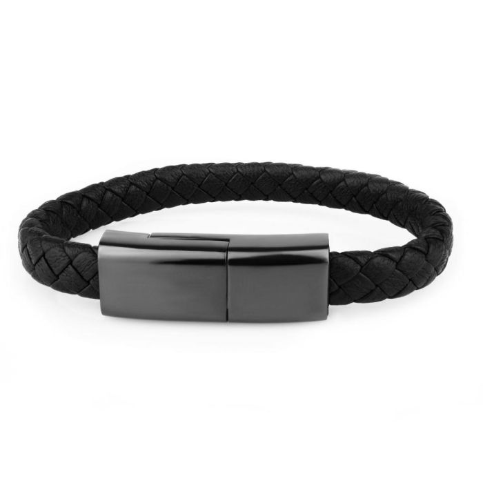 Men's USB type-C Everiot CB-MJ-0001-typeC Leather Cable Bracelet