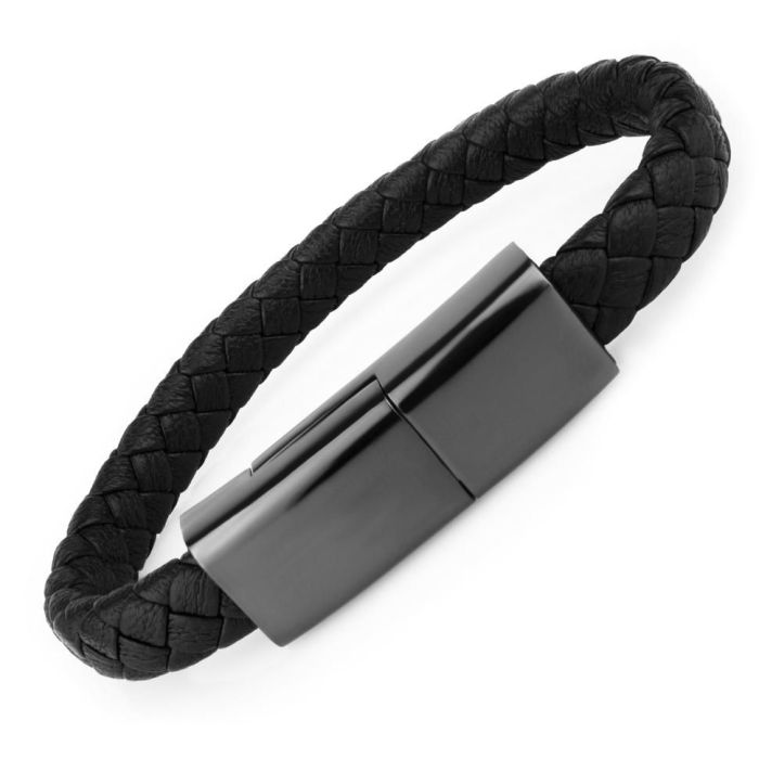 Men's USB type-C Everiot CB-MJ-0001-typeC Leather Cable Bracelet