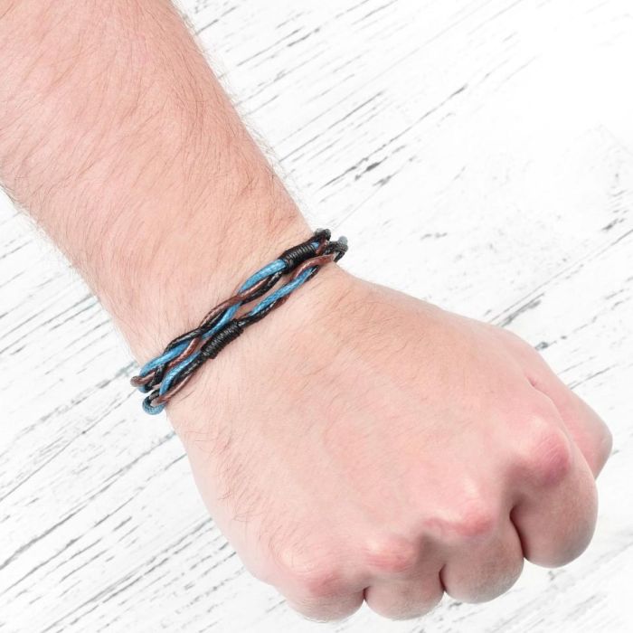 Braided bracelet in two turns of waxed cord Everiot Select LNS-2139