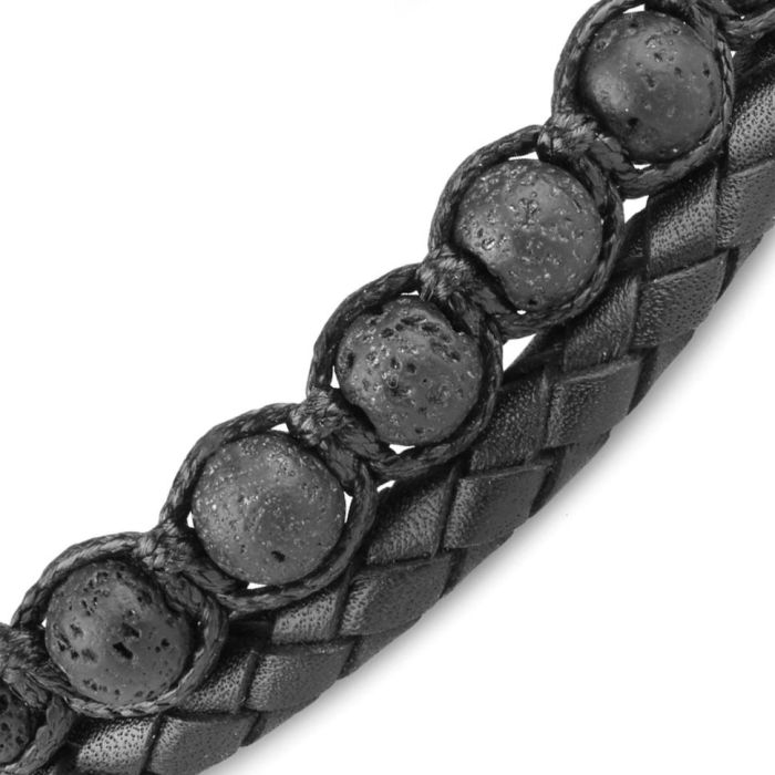Everiot Select LNS-2213 bracelet made of genuine leather and lava stone
