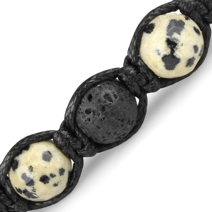 Everiot Select LNS-2219  Shambhala bracelet made of Dalmatian jasper and lava stone Everiot Select LNS-2219