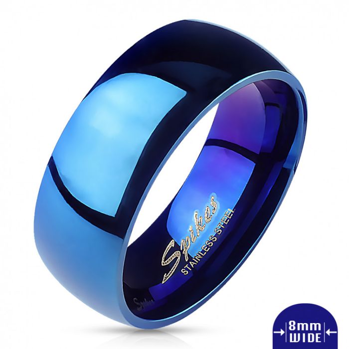 Spikes R004 steel couples ring, blue