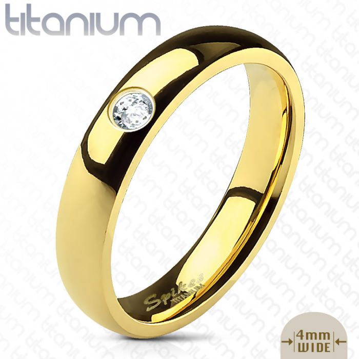 Spikes R-TI-4373 Classic Style Titanium Ring with Phianite