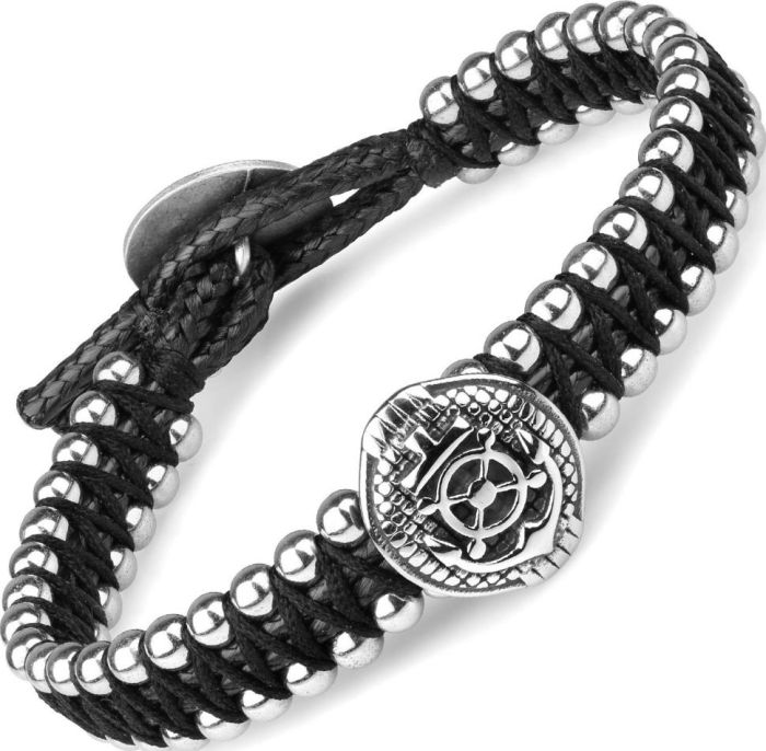 Everiot Select LNS-3125 Anchor Braided Hematite Bracelet for Men