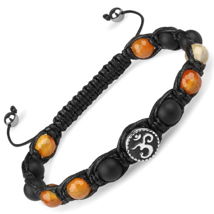 Everiot Select LNS-2231 Shambhala bracelet made of carnelian and agate with "OM" symbol