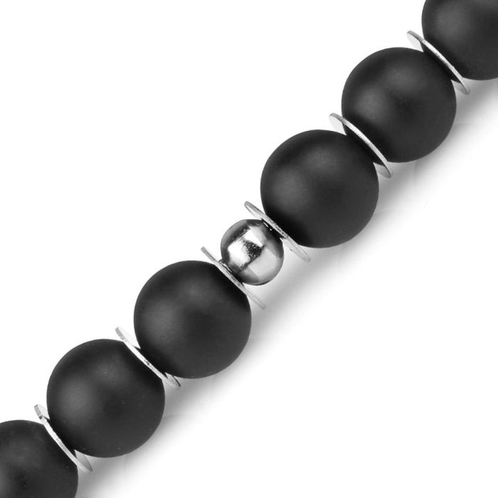 Black agate bracelet Everiot Select LNS-2228 on elastic band