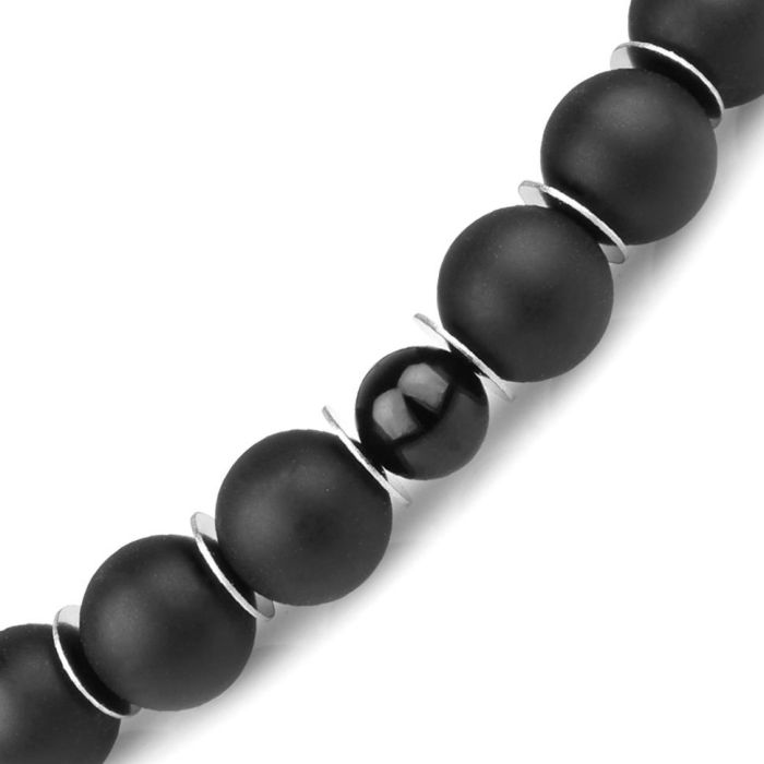 Black agate bracelet Everiot Select LNS-2228 on elastic band