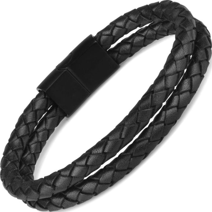 Men's Everiot Select LNS-5018 leather bracelet with magnetic lock