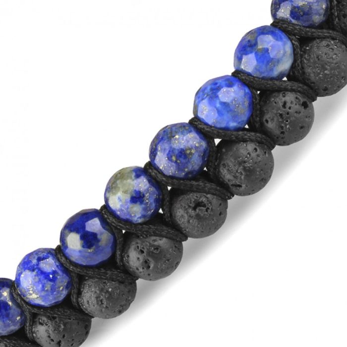 Shambhala Bracelet Everiot Select LNS-0245 made of lapis lazuli and lava (basalt) in two rows