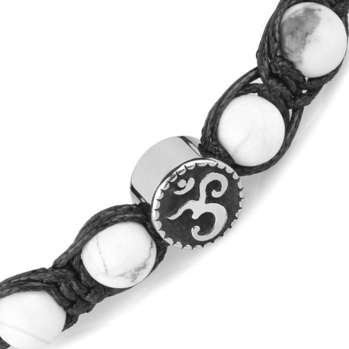 Everiot Select LNS-3131 Braided Handmade Shambhala Bracelet made of Cacholong Everiot Select LNS-3131 with Om sign