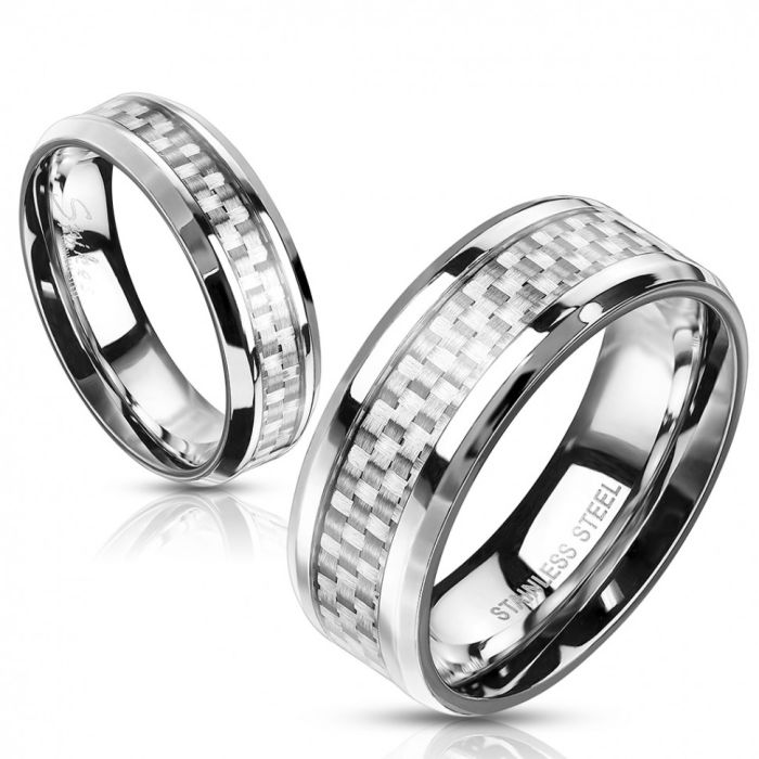 Spikes R-M2314 Steel Ring with Carbon Inlay