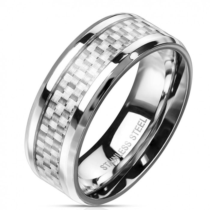 Spikes R-M2314 Steel Ring with Carbon Inlay